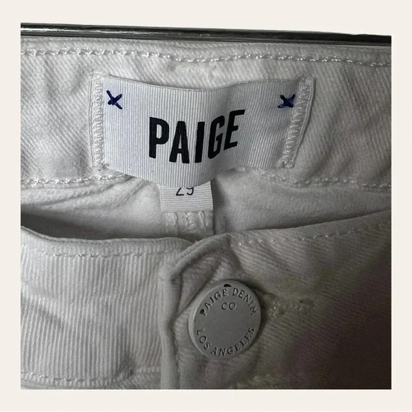 PAIGE VERDUGO CROP WHITE DENIM JEANS RAW HEM SIZE 29 - Picture 9 of 15